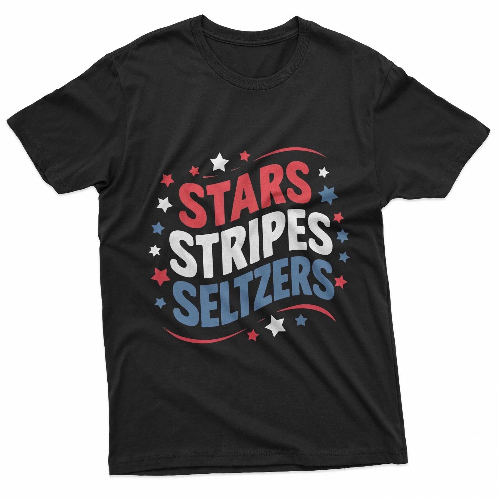 Stars Stripes Seltzers Patriotic Red White Blue T-Shirt 2XL