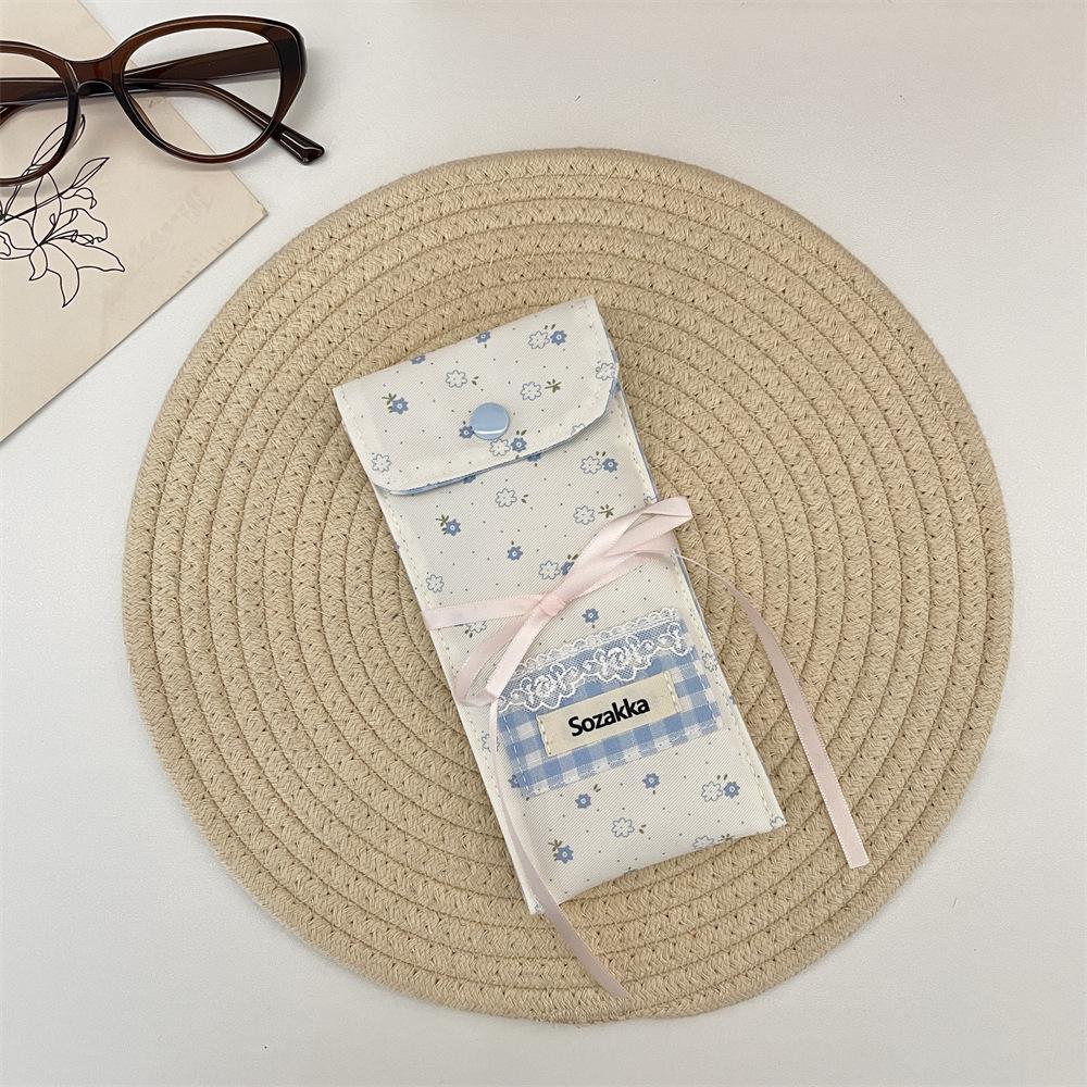 Floral Splicing Glasses Storage Bag Portable Glasses Bag Women's Sunglasses Glasses Case Fabric Storage Bag