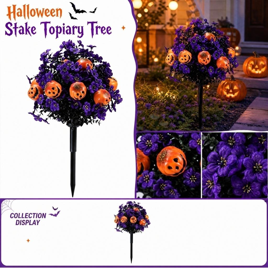 Halloween Artificial Pumpkin Ground Stake Decoration for Indoor Outdoor Use