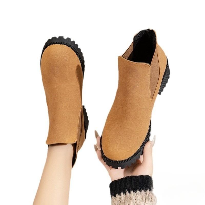 New Style Shoes: Elastic Band Shoes, Chunky Ankle Boots, Women's Round-toe Chunky Ankle Casual Boots, Women's Shoes