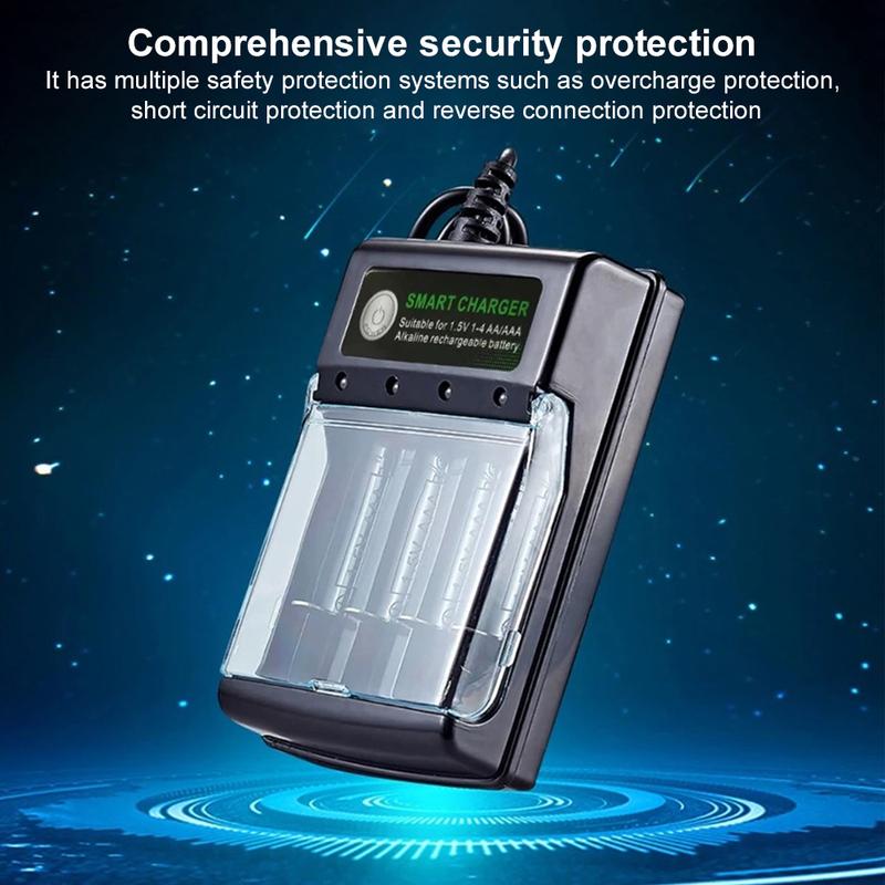 4 Slots Battery Charger Independent Charging Speedy Smart Charger Intelligent Battery Charger for 1.5V AA/AAA Batteries Charger