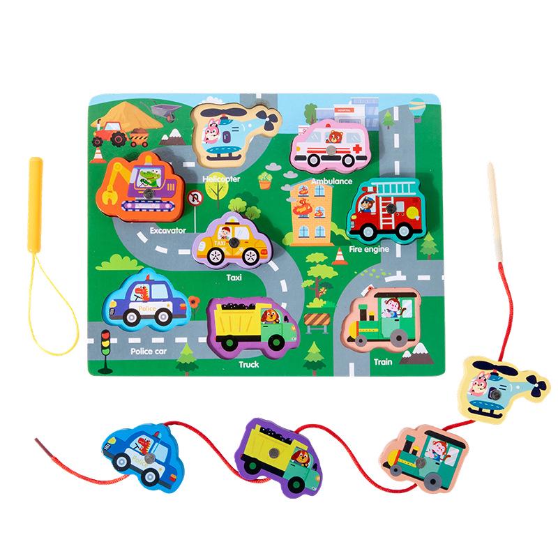 Animal Matching Magnetic Wooden Lacing Puzzle for Kids Ages 3-6