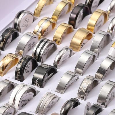 Lot de 10 bagues en acier inoxydable pour hommes, bijoux mixtes en acier titane, personnalité, mode, bague à index unique