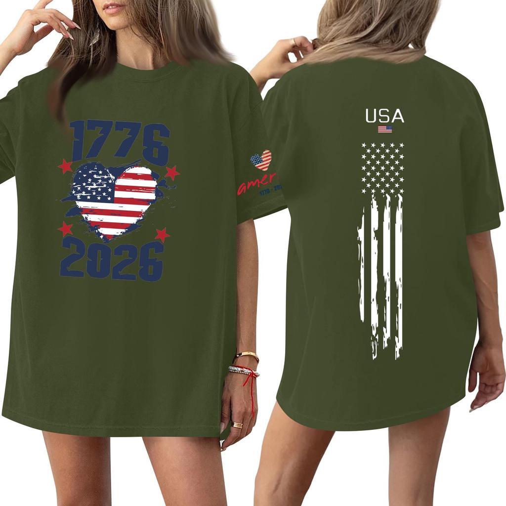 Damen Lässiges Mode Rundhals Lässiger Print Kurzarm T-Shirt Top