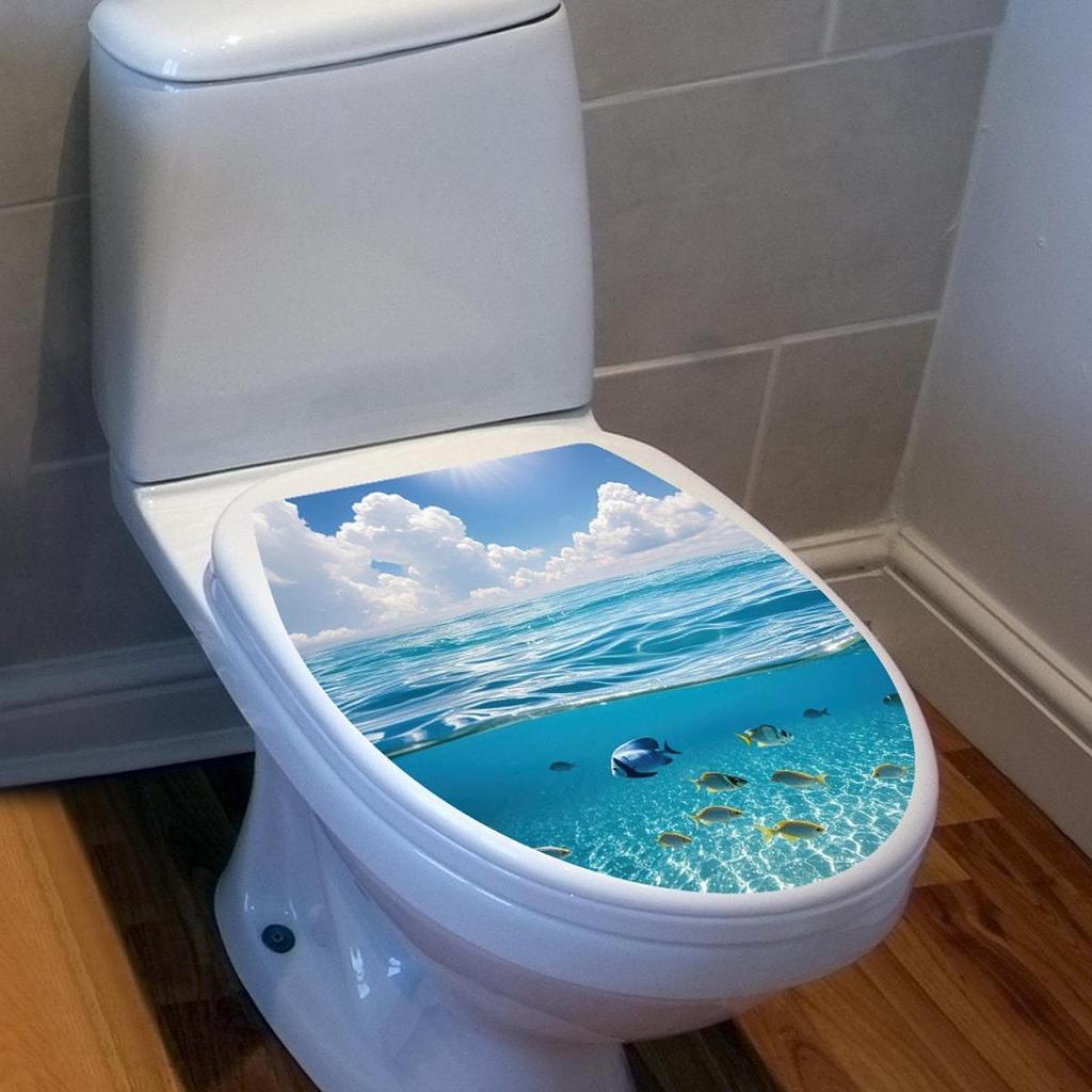 Toilet Seat Decal Sticker Bathroom Stickers Ocean Wall Decals DIY Adhesives for Home Decoration PVC