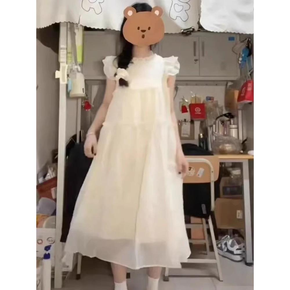 

Женское повседневное летнее платье макси с короткими рукавами во французском стиле принцессы S (under 50 kg)