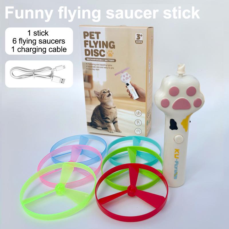 New Electric Luminous Pet Toy: LED UFO Frisbee & Bamboo Dragonfly Decompression Gadget, 2026 Release.