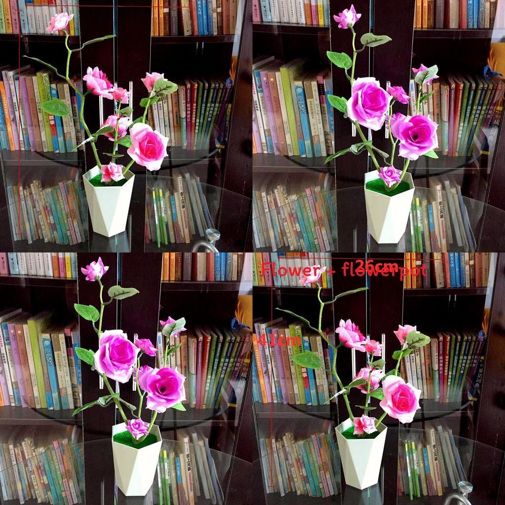 Artificial Rose Plant With Silk Flowers For Home Decor And Gift Use
