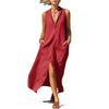 European and American New Women's Clothing, Casual Sleeveless Loose Pocket Women's Long Dress