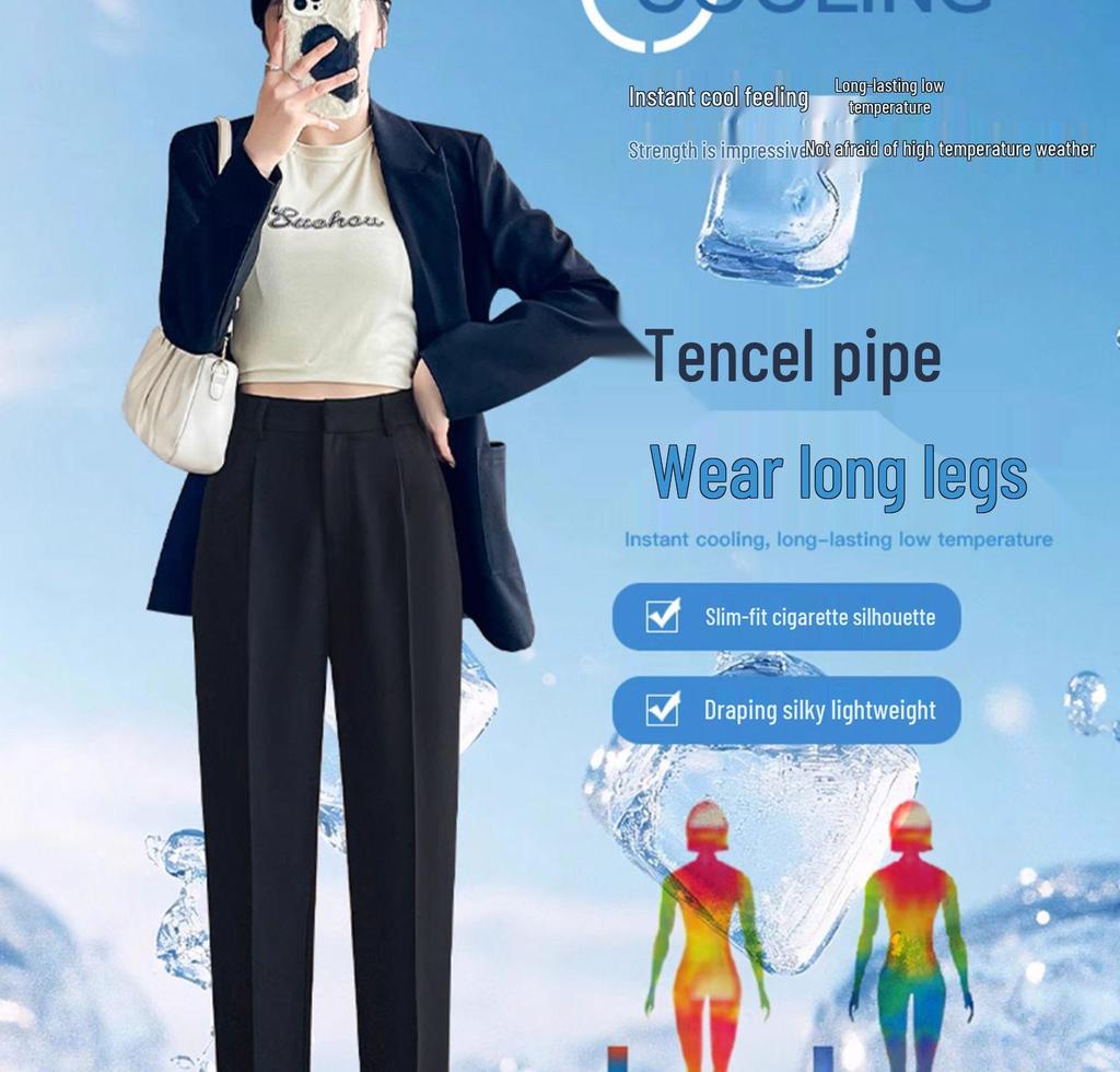 Damen High-Waist Schlankmachende Schwarze Zigaretten-Harems-Hose