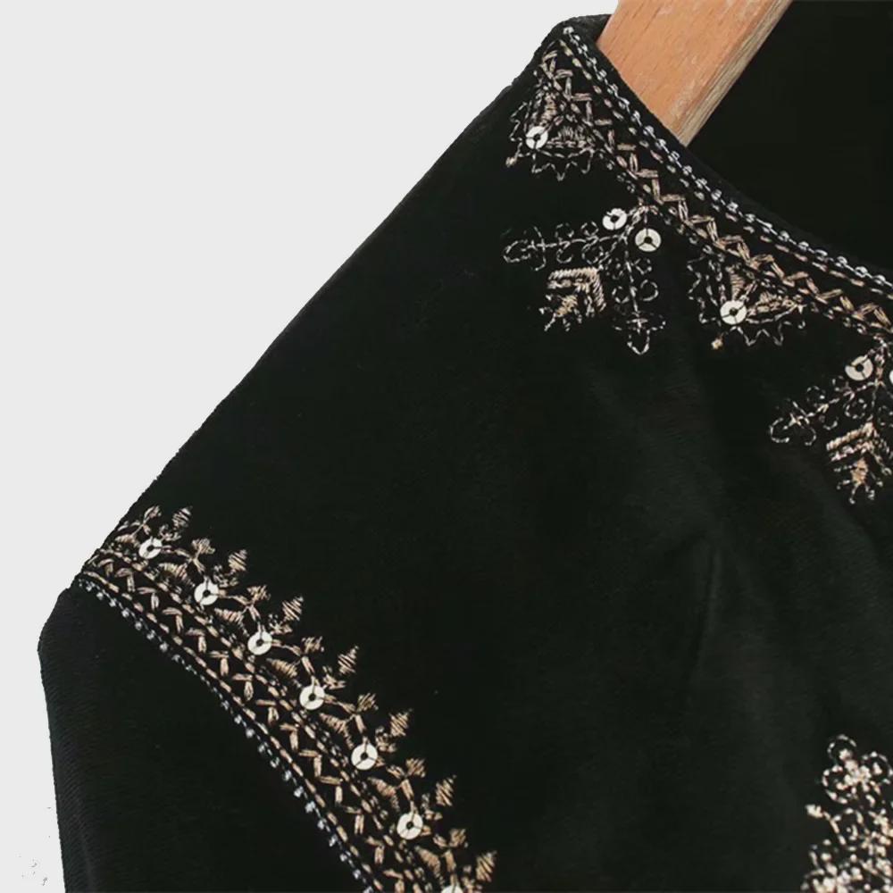Cardigan Negru Retro Imprimat cu Mâneci Lungi pentru Femei