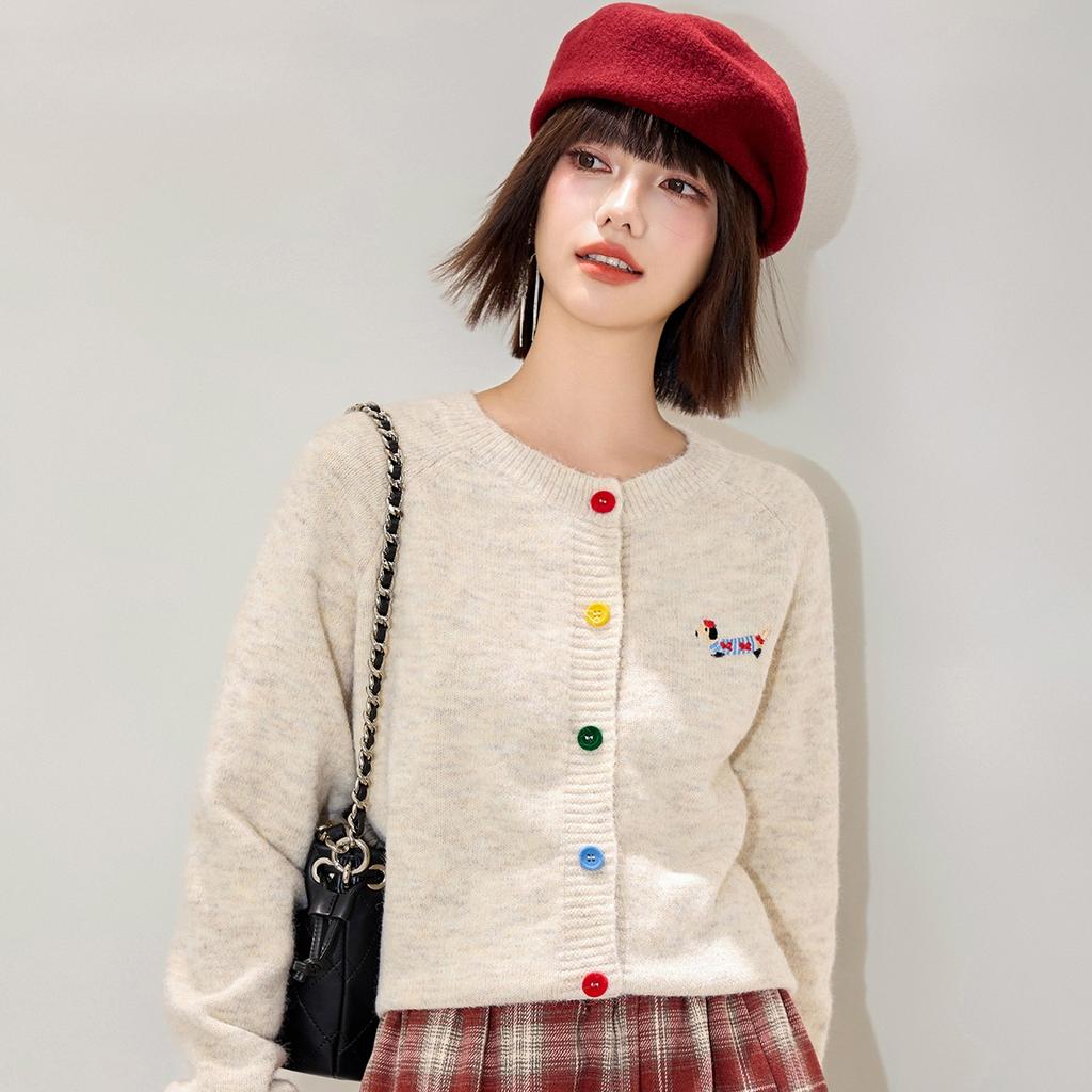 DIMANAF Autumn Cardigan Embroidery Women Buttons Sweaters Knitting Fashion Casual Style Loose Sweater