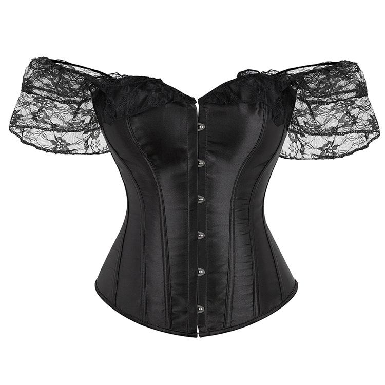 JYL Satin Lace Short sleeved Palace Beauty Bodysuit with Waist Shaping