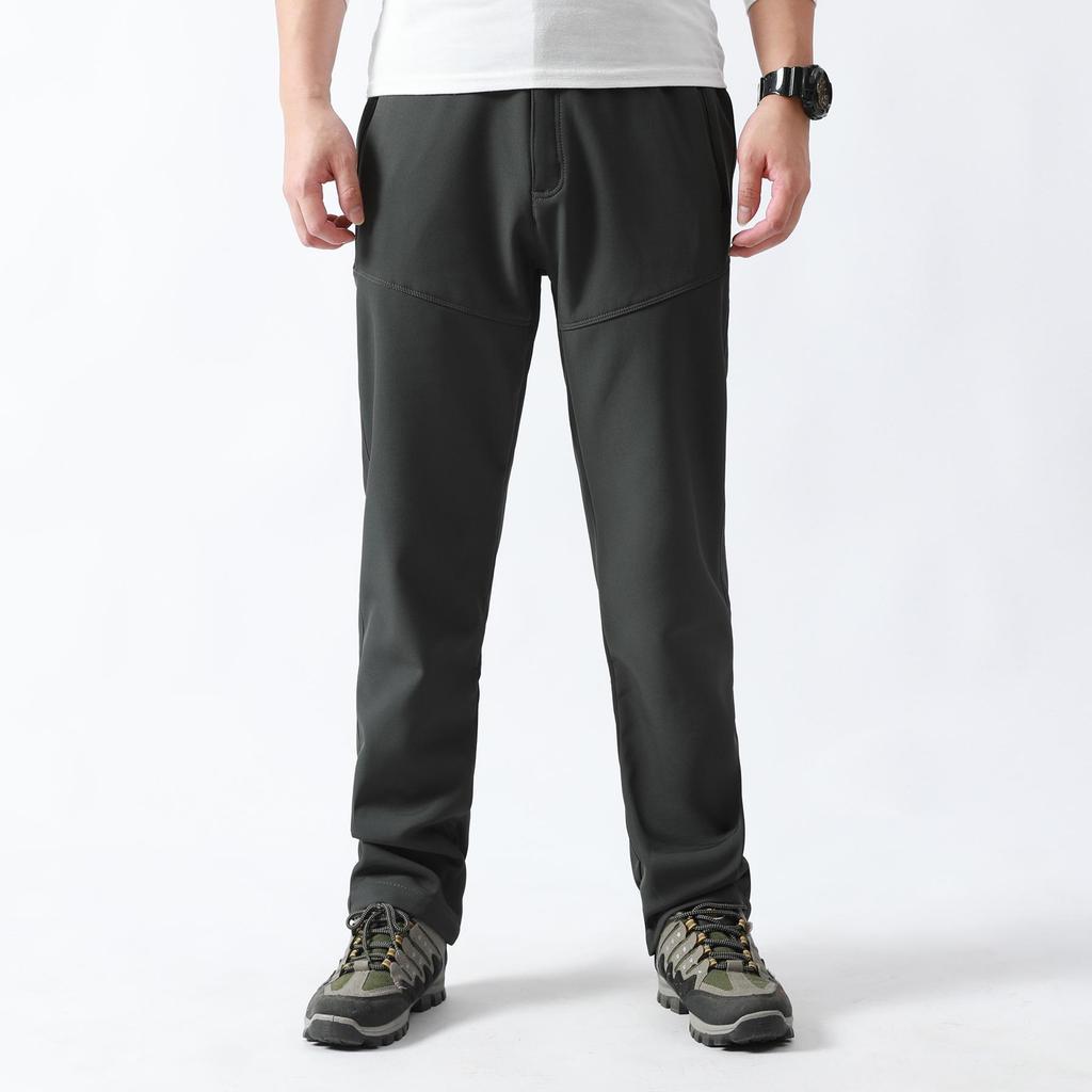 Men's Fleece-Lined Softshell Hiking Pants - Windproof, Warm, and Wear-Resistant for Outdoor Use