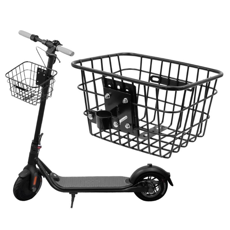 Panier pour Trottinette Électrique Panier Solide en Métal pour Trottinette avec Support Fixe Résistant à la Rouille pour Montage Avant pour Enfants Adultes