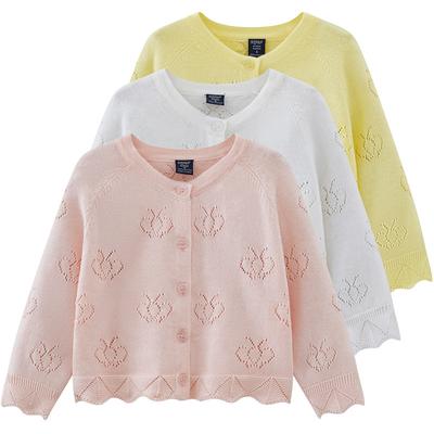 Gilet Tricoté pour Enfants Coton Fin Anti-boulochage Veste Anti-soleil Pull Gilet pour Filles