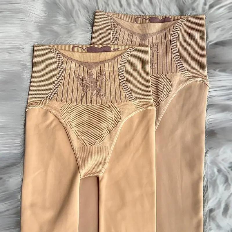 Collant invernali a vita alta sollevamento glutei donna ispessiti sexy traslucidi controllo pancia gamba snella tights elastici pantaloni