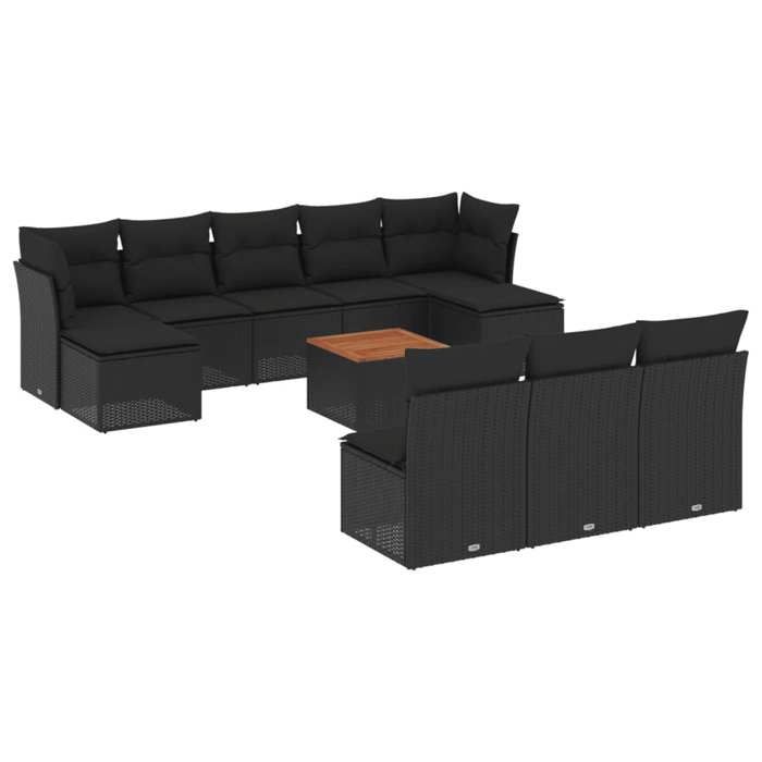 VidaXL Garden Lounge Set with Cushions 11 Pcs, Patio Sofas, Patio Furniture Set, Outdoor Furniture, Black 3256195