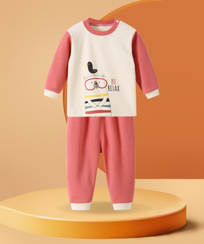 Jaydyequ Baby Belly Long Sleeve Sleepwear Kids 110cm Pajamas, Girls' Warmer, Spring/Autumn Clothes, Girls' Loungewear, Set, Gift, Red,