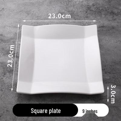 Assiette carrée blanche en mélamine commerciale 9 pouces