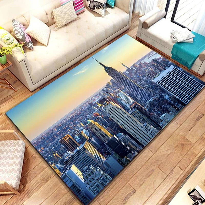 New York City Bereichsteppich, Straßenansicht Teppich Weiche Heim Eingangsfußmatte Rutschfeste Bodenmatte Für Schlafzimmer Wohnzimmer Balkon Dekor