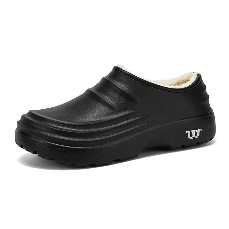 Waterdichte Katoenen Koks Schoenen Voor Mannen Antislip Werkschoenen Warm Comfortabel Keuken Gespecialiseerde Schoenen Met EVA Buitenzool 43 black