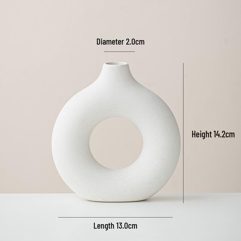 Geometric Terracotta Flower Vase Set: Three-Piece Ceramic Home Decor Ornaments