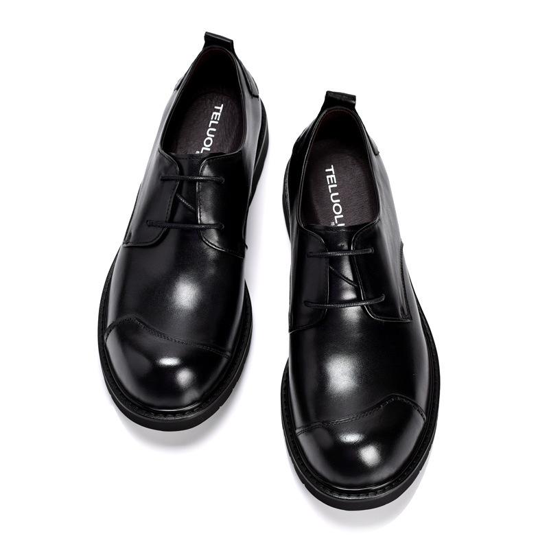 Big Head Genuine Leather Men's Lace-up Formal & Casual Round Toe Shoes, Large Size, Handmade for Wedding & Business