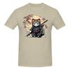 Piece Ronin Warrior Novelty  Cotton TShirt Samurai Cat Tees Tops For Unisex