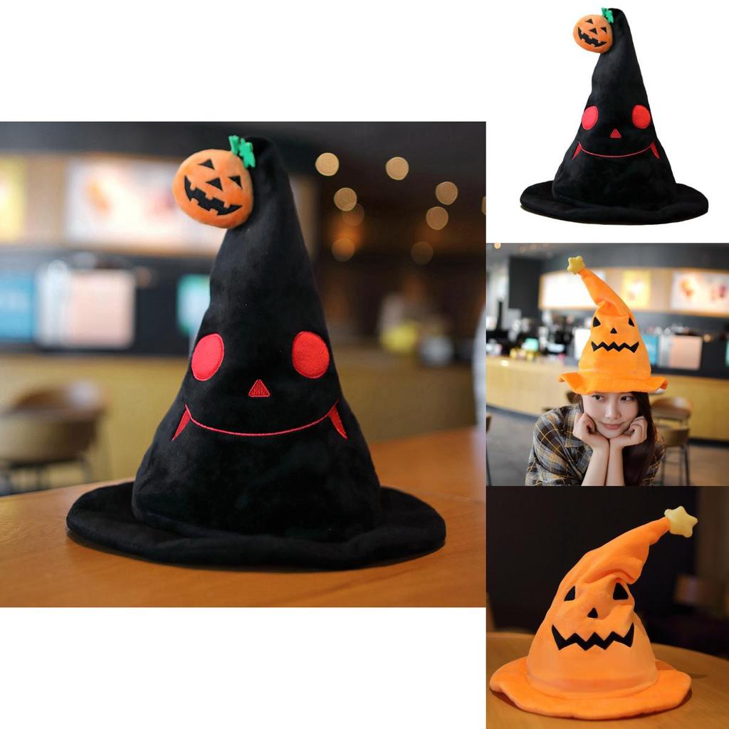 Halloween Electric Pumpkin Elf Hat Ghost Festival Party Costume Plush Toy Yellow 30*30*40cm Black 30*30*40cm