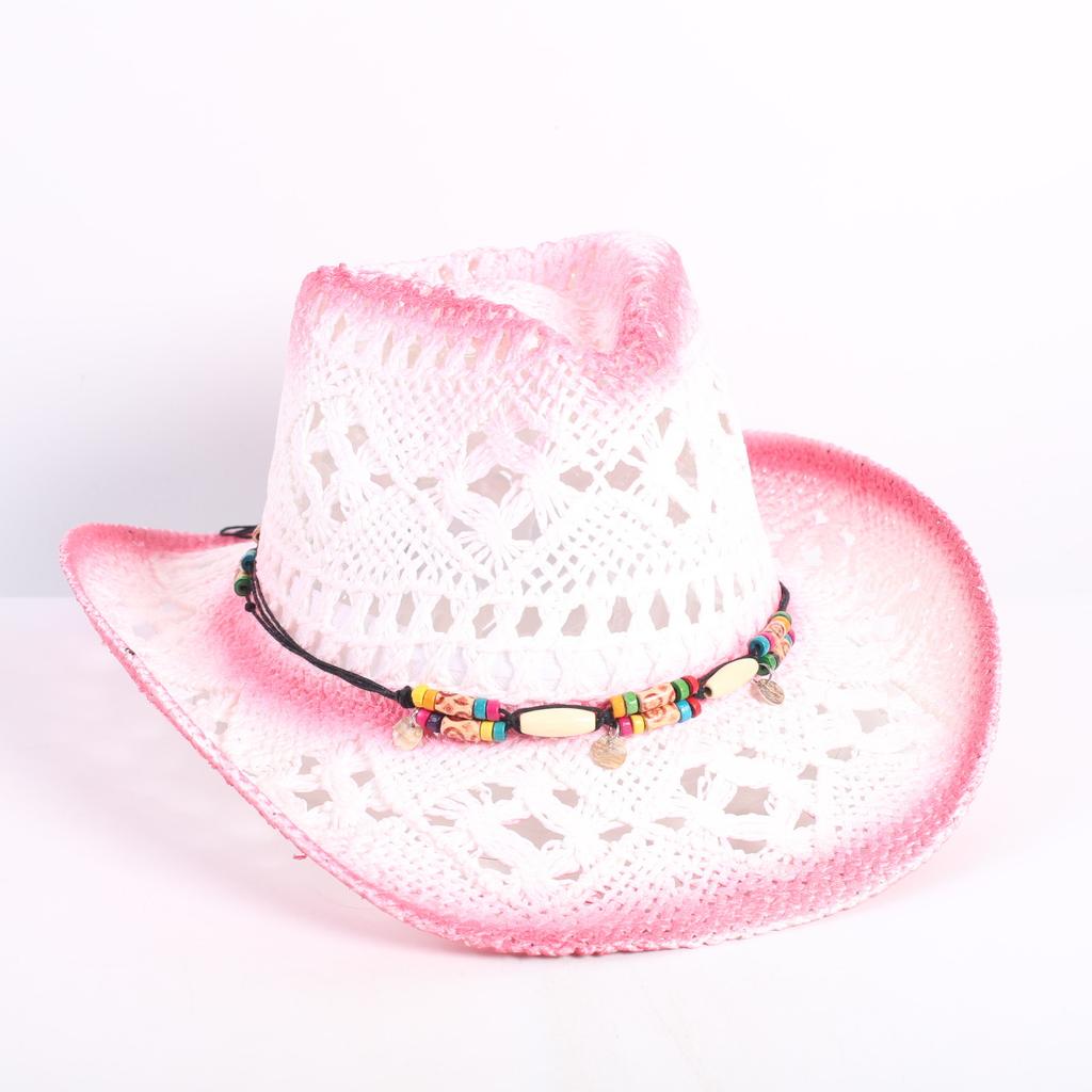 Popular European and American Fashion Hollow Woven Hat Straw Hat Men's and Women's Classic Outdoor Western Denim Straw Hat