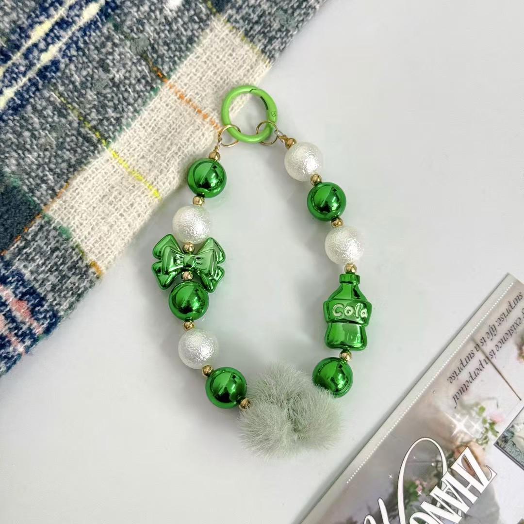 Ручная роспись Рождественский торт Брелок с бусинами и Шарм для наушников