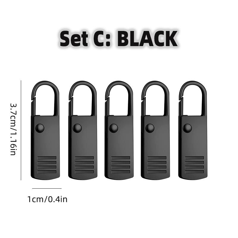 5Pcs Universal Metal Zipper Head Puller DIY Sewing Spring Lock Zipper Sliders Replacement Instant Repair for Clothing Bags Shoes