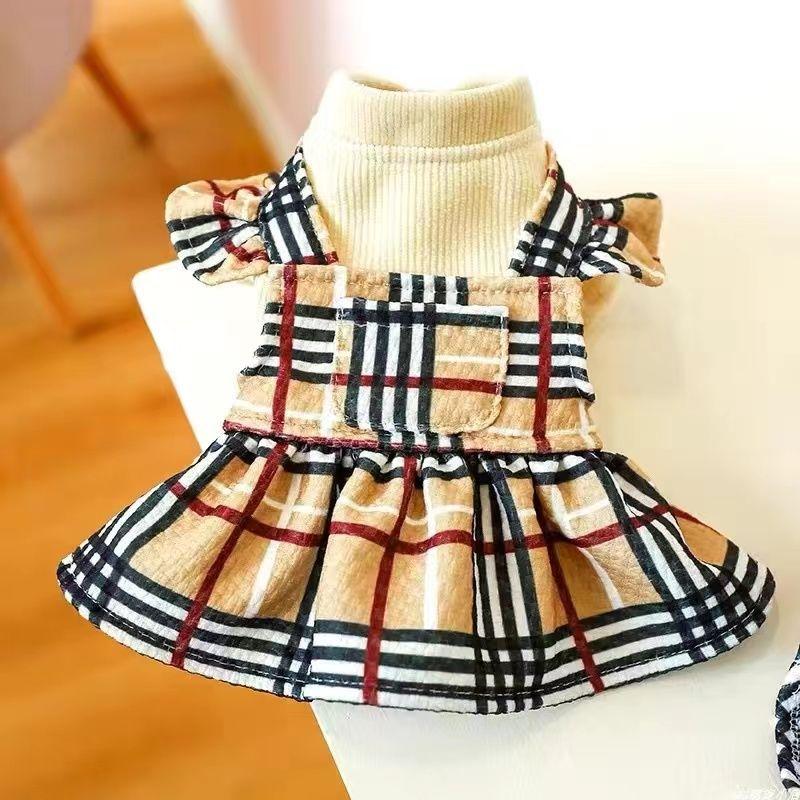 

Клетчатая кошачья одежда собачья зимняя одежда четвероногая питомец тедди юбка осень зима маленькая собака пара тонкий вельвет XL chest 50 back 40 about 10-6.5 kg