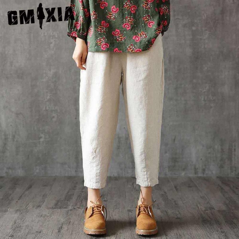 

GMXIA Брюки гаремы большого размера с эластичной талией для женщин XXL белый