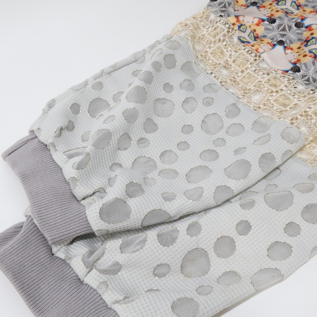 TATA CHRISTIANE White x Silver Material Switching Easy Pants Bottoms Not written multicolorUsed