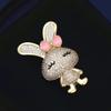 Cute Animal Studded  Rabbit Brooches For Women Clothing Coat Jewelry Accessries