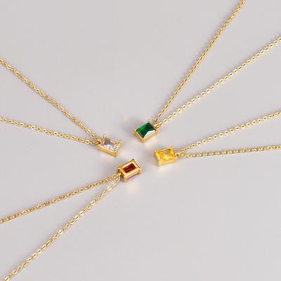 Niche Design Square Gold-plated Necklace In Cold Wind Collarbone Neck Chain Light Luxury Emerald Zircon Necklace