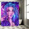 Vibrant Blue Purple Shower Curtain with Futuristic Fashion Model Unique Bathroom Decor Collection for Modern Home Interiors (Blu