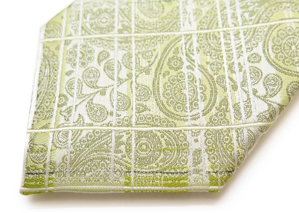 [SIMON CARTER] Simon Carter Paisley Check Silk Tie (Yellow-Green)