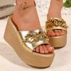 Metal Chain Gold Sandals Women  Summer Chunky Platform Wedge Sandals Women  43 High Heels Party Shoes Ladies