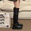 Temperament British style knee high boots two wear autumn versatile locomotive boots and boots women's platform new thick heel