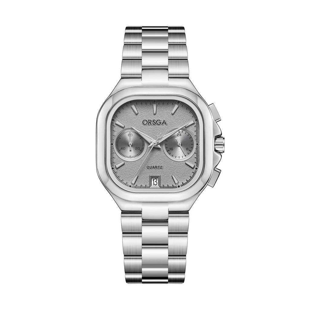 Women's S Elegant Dress Watch with Golden Stainless Steel Band Square Green Dial Waterproof Quartz Wristwatch with Luminous Hand