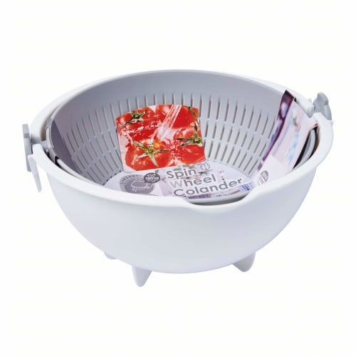 Kokubo Industries Co., Ltd. KK-310 Large Spin Wheel Colander, Gray, Approx. 257 x 255 x 138 mm