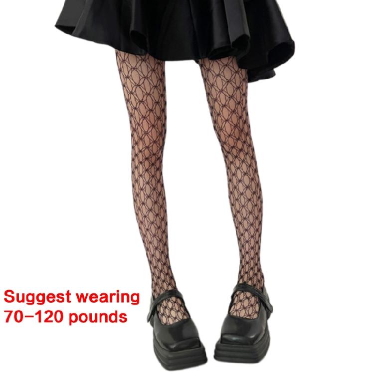 Hollowed Out Fishnet Hosiery Tights with Geometric Circle Pattern Aesthetic See Through Pantyhose Stockings for Women