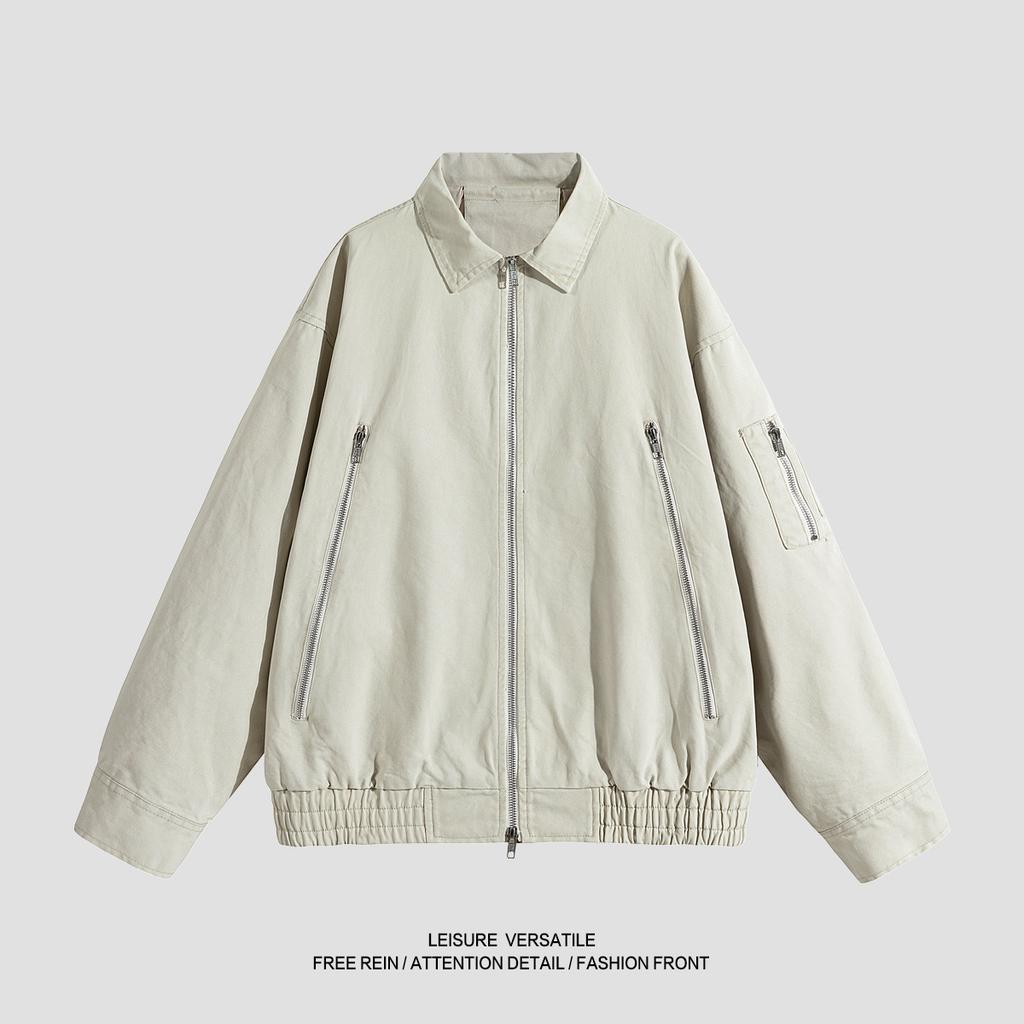 Pure Cotton Jacket Men's New Jacket American Washed Old Lapel Men's Tops Spring and Autumn Clothing
