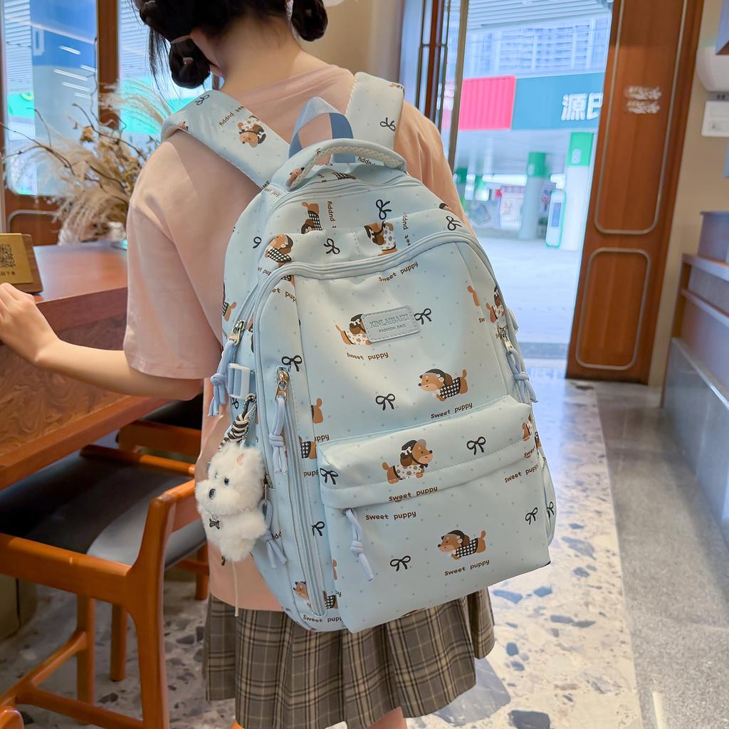 Zaino per la scuola cane cartone animato zaino per ragazze delle scuole medie alto valore grande capacità multi-tasca zaino carino per la scuola zaino da campus