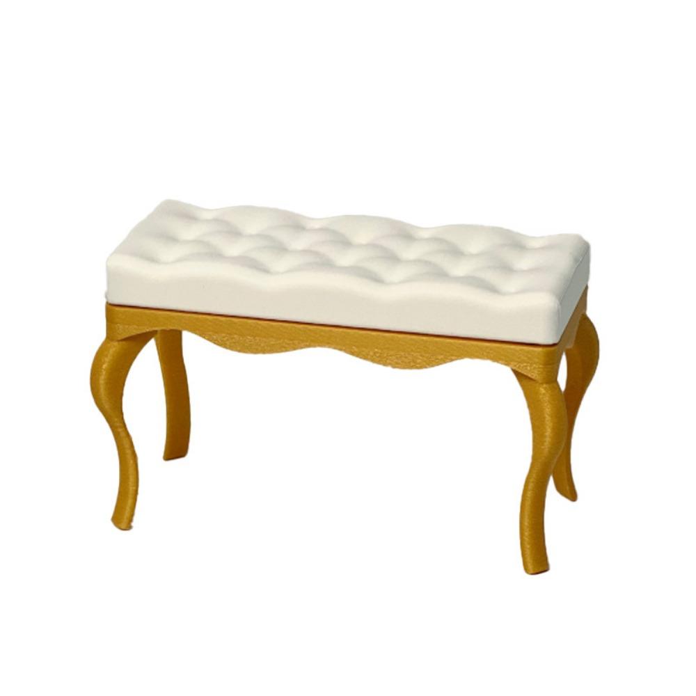 

1: 12 Dollhouse Furniture Model Seat 90x40x38mm Retro Platform Bench Seat белый