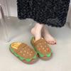 Fashion Women Slippers Outdoor Beach Sandals Female Platform Mules Slippers Thickened Fluff Hamburger Shoes Indoor Home Slides Women