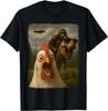 Funny Chicken Selfie Bigfoot Sasquatch Riding T-Rex UFO T-Shirt
